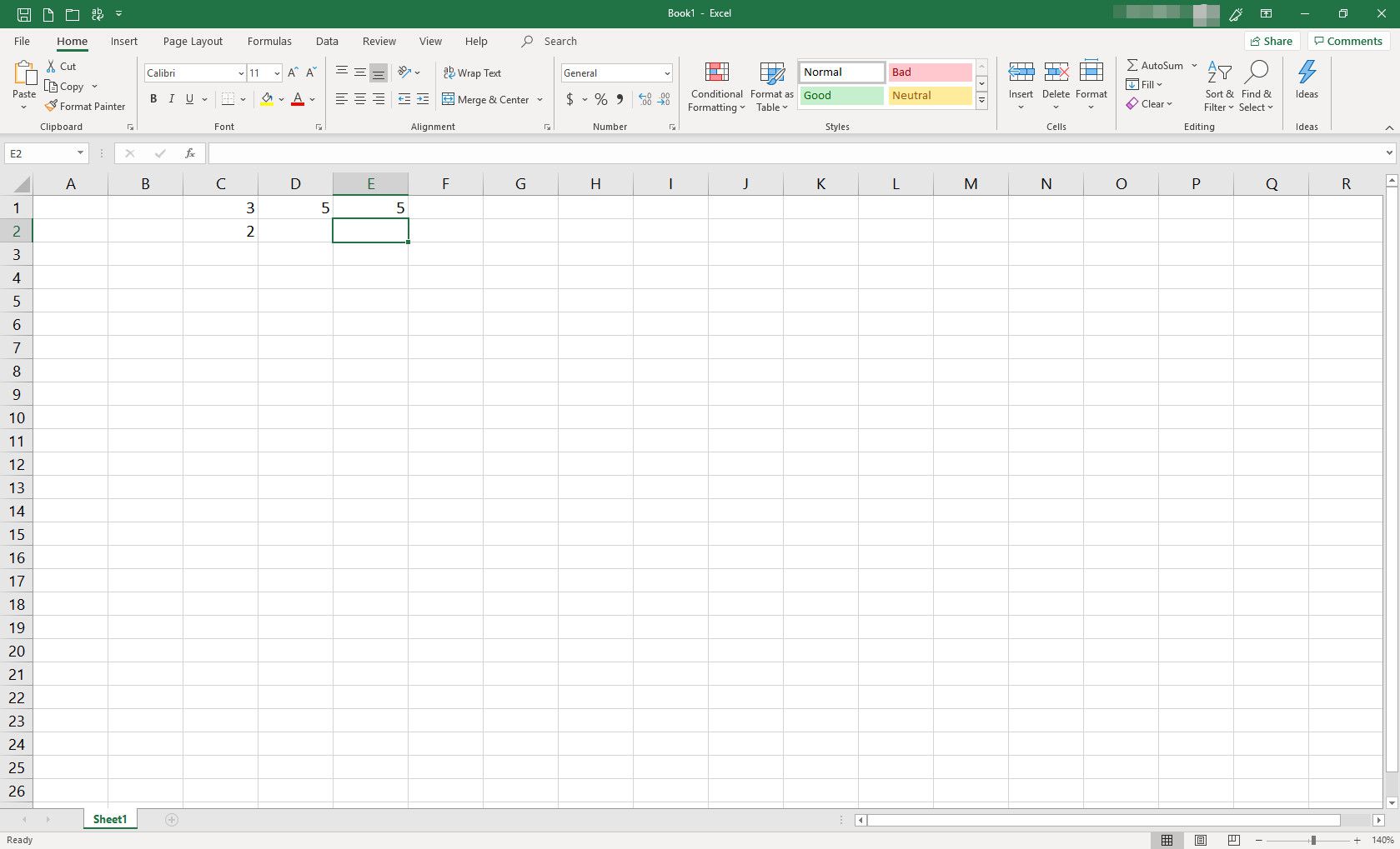 MS Excel-spreadsheet met meerdere cellen gevuld
