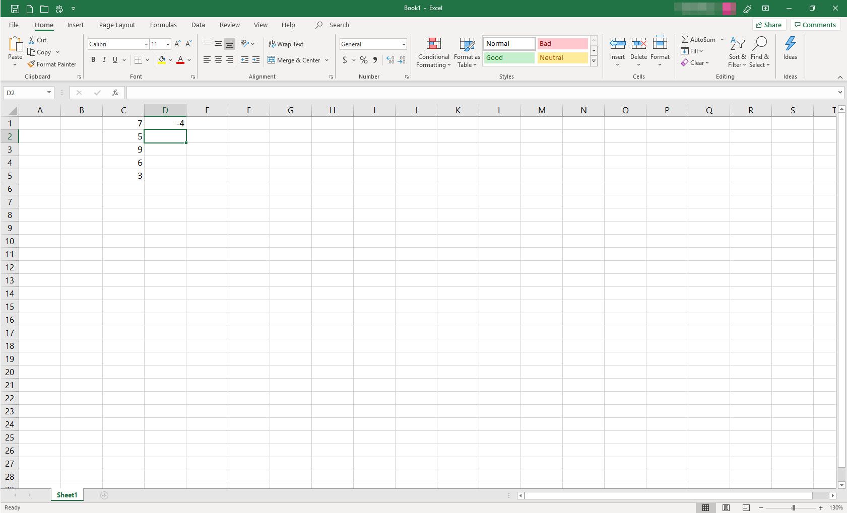 MS Excel-spreadsheet met enkele cellen gevuld