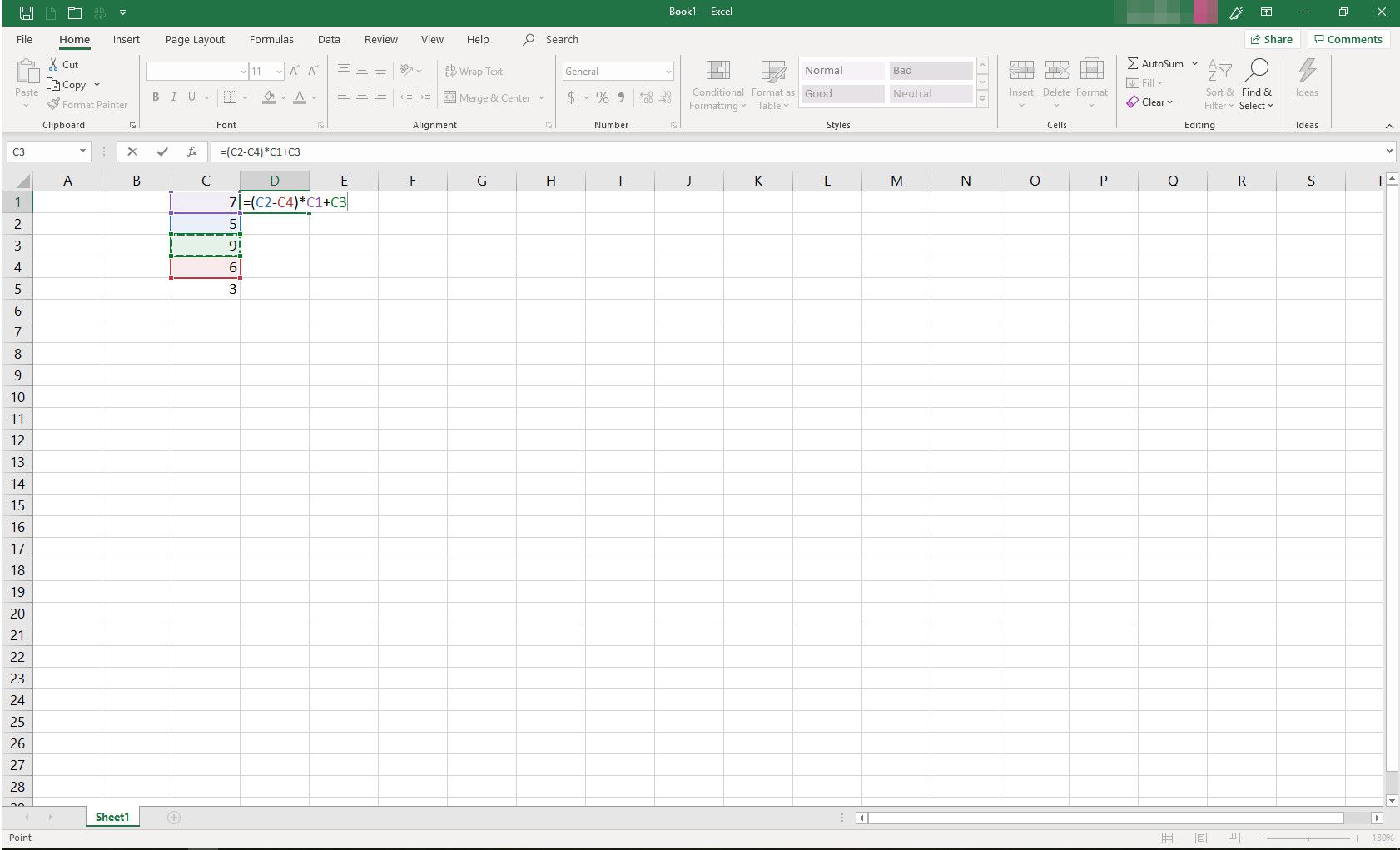 MS Excel met formule in uitvoering