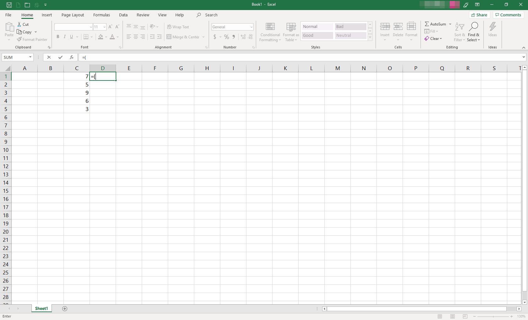 MS Excel-spreadsheet met formule in uitvoering