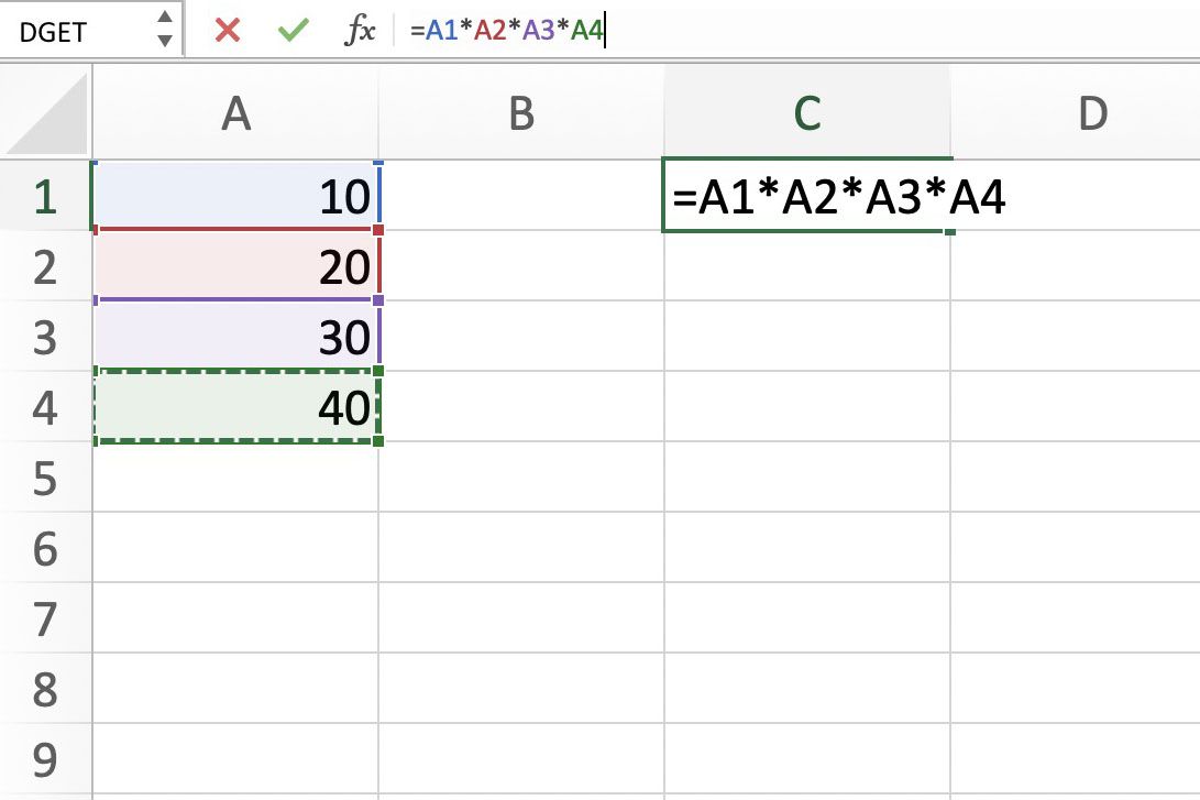 Screenshot van Excel waarin een formule kan worden gewijzigd