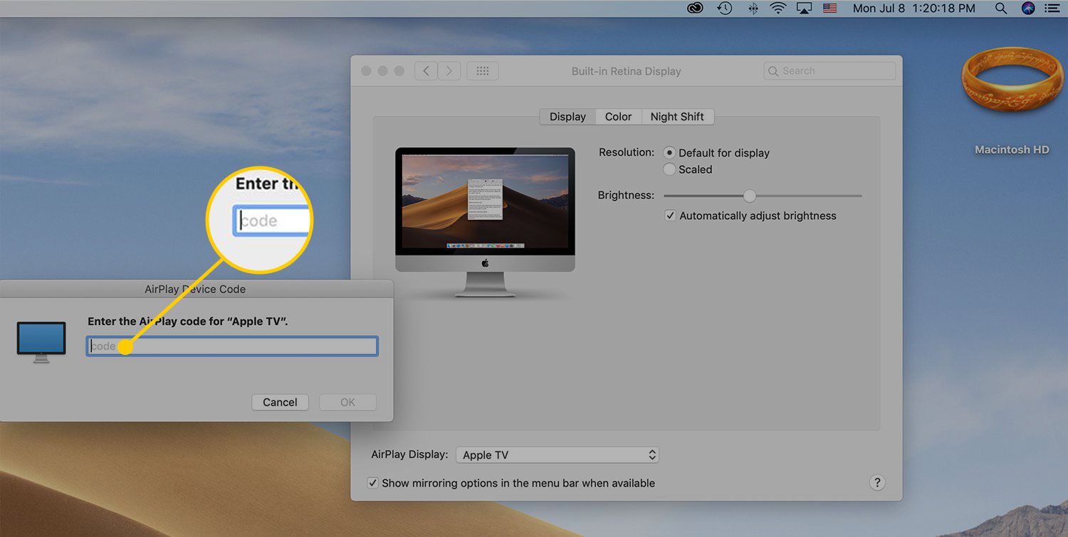 AirPlay-codeveld in macOS