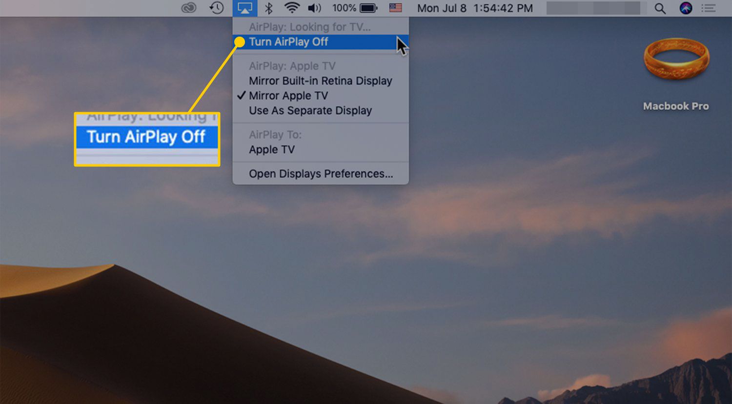 Schakel de opdracht AirPlay uit in macOS