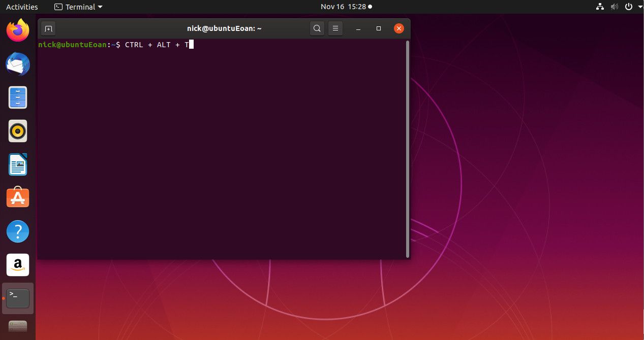 Ubuntu open terminal met sneltoets