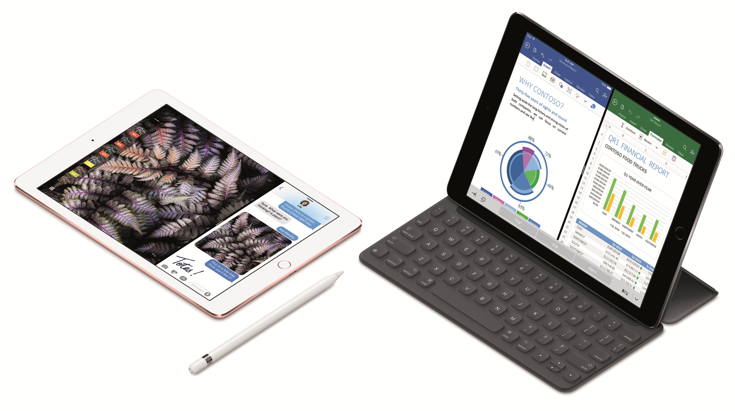 De iPad Pro met slim toetsenbord en Apple Pencil