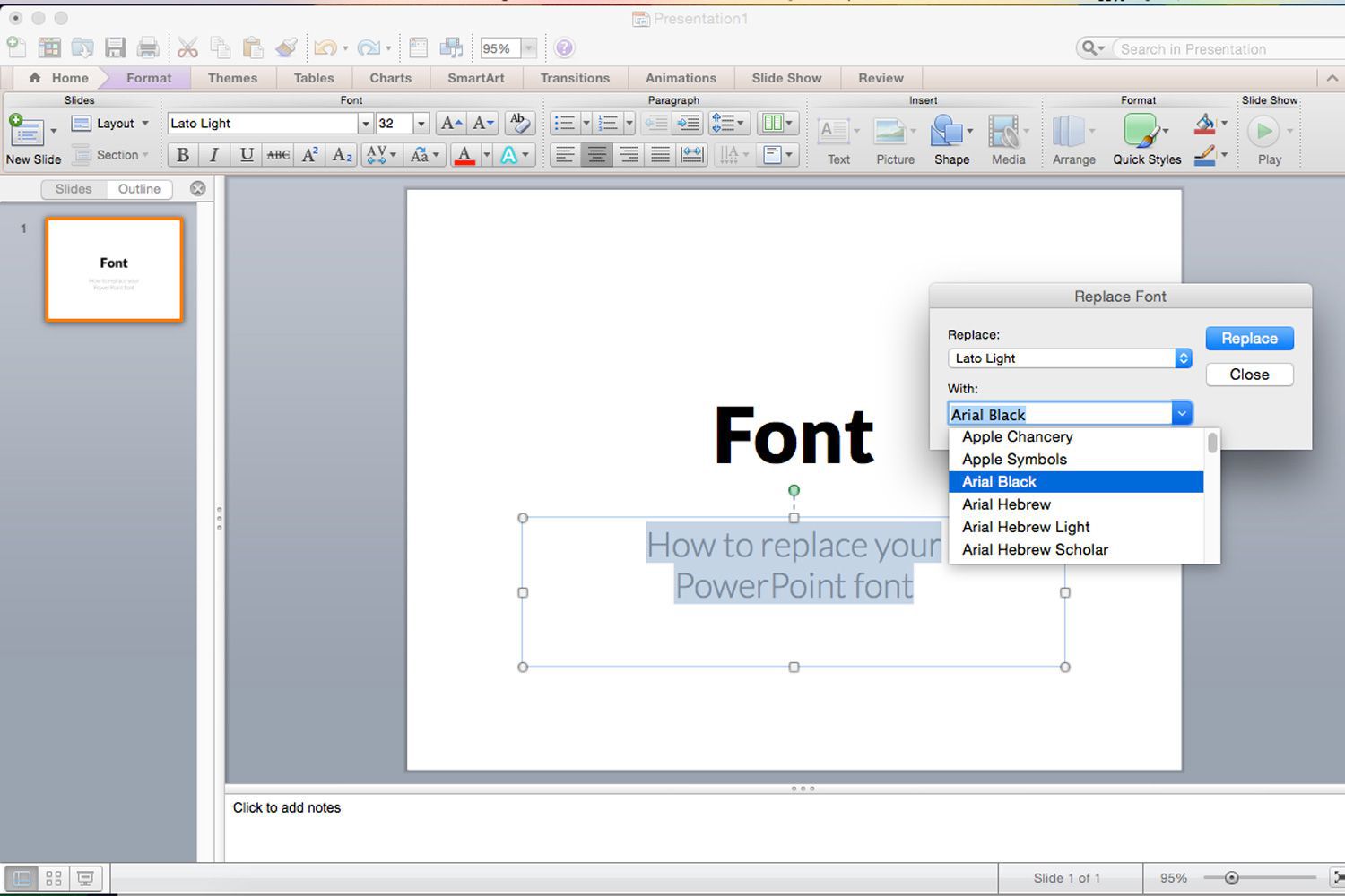 PowerPoint-lettertype vervangen