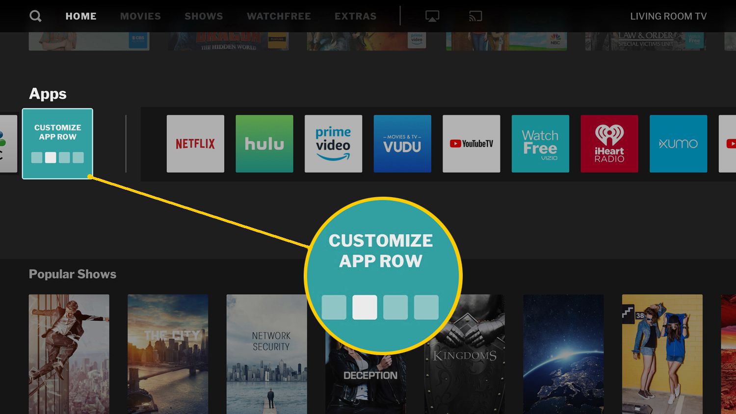 Vizio SmartCast TV – App-rij aanpassen – Apps verplaatsen