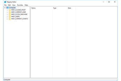 Schermafbeelding van registerkasten in de Register-editor van Windows 10
