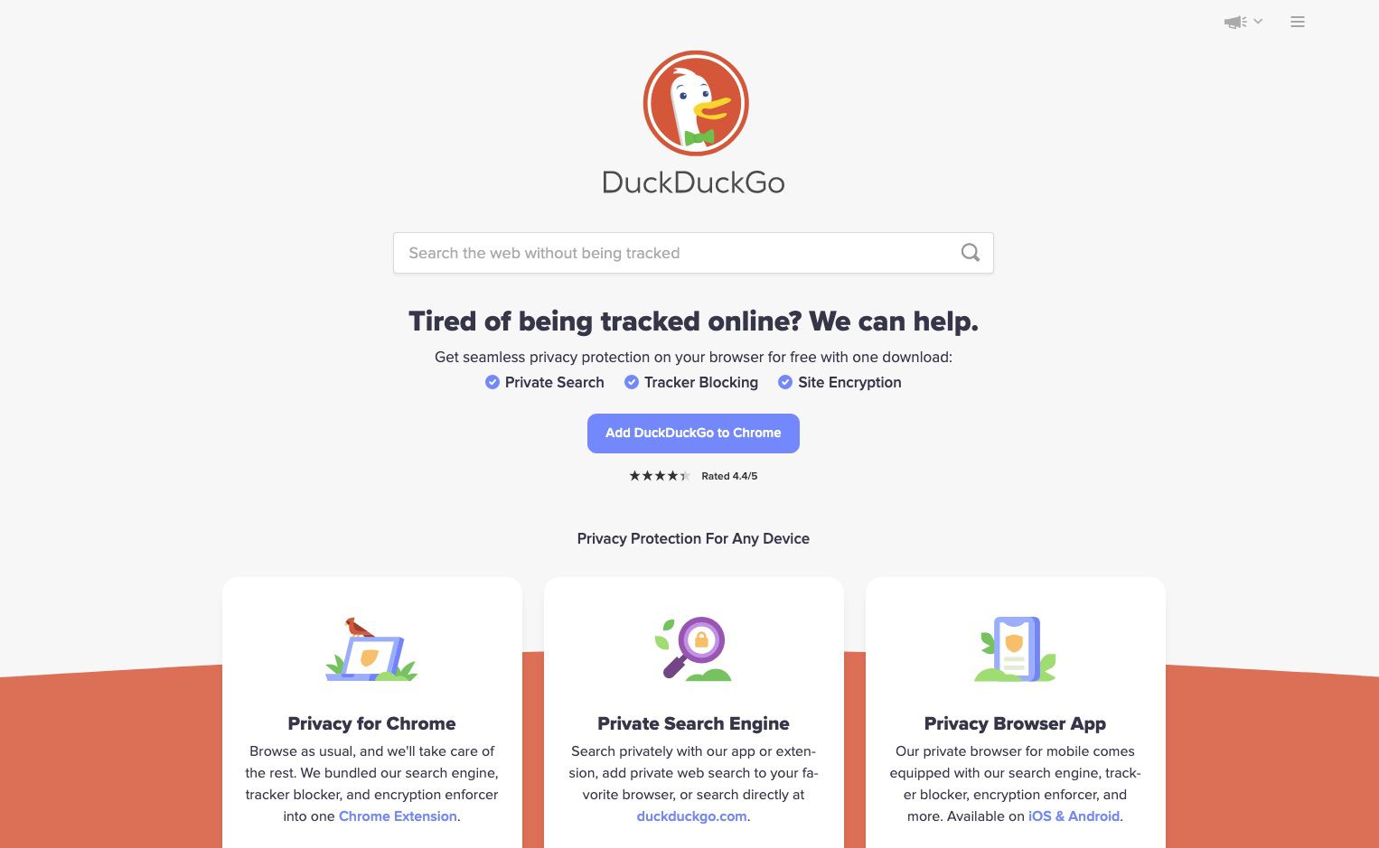 Open de DuckDuckGo-zoekmachine in een webbrowser.