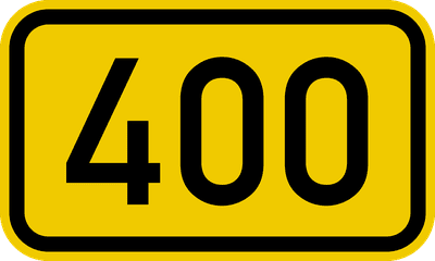 Afbeelding van een geel bord met de tekst 400