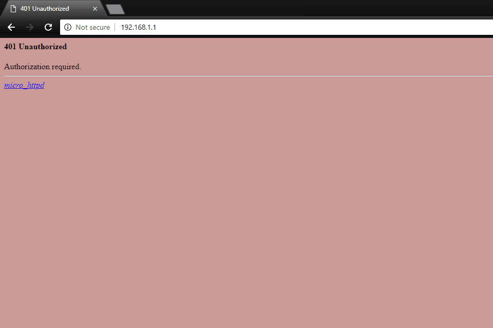 401 Ongeautoriseerde fout tijdens toegang tot 192.168.1.1