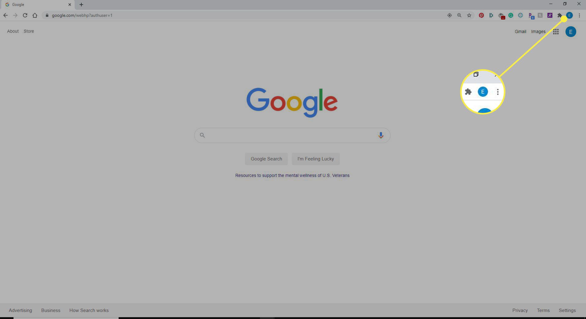 De profielafbeelding in Chrome