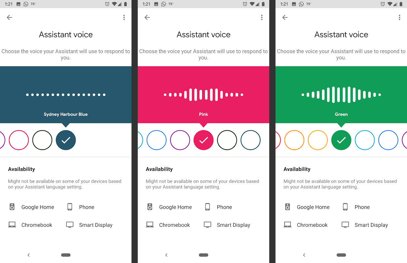 Google Assistent-spraakopties op Android