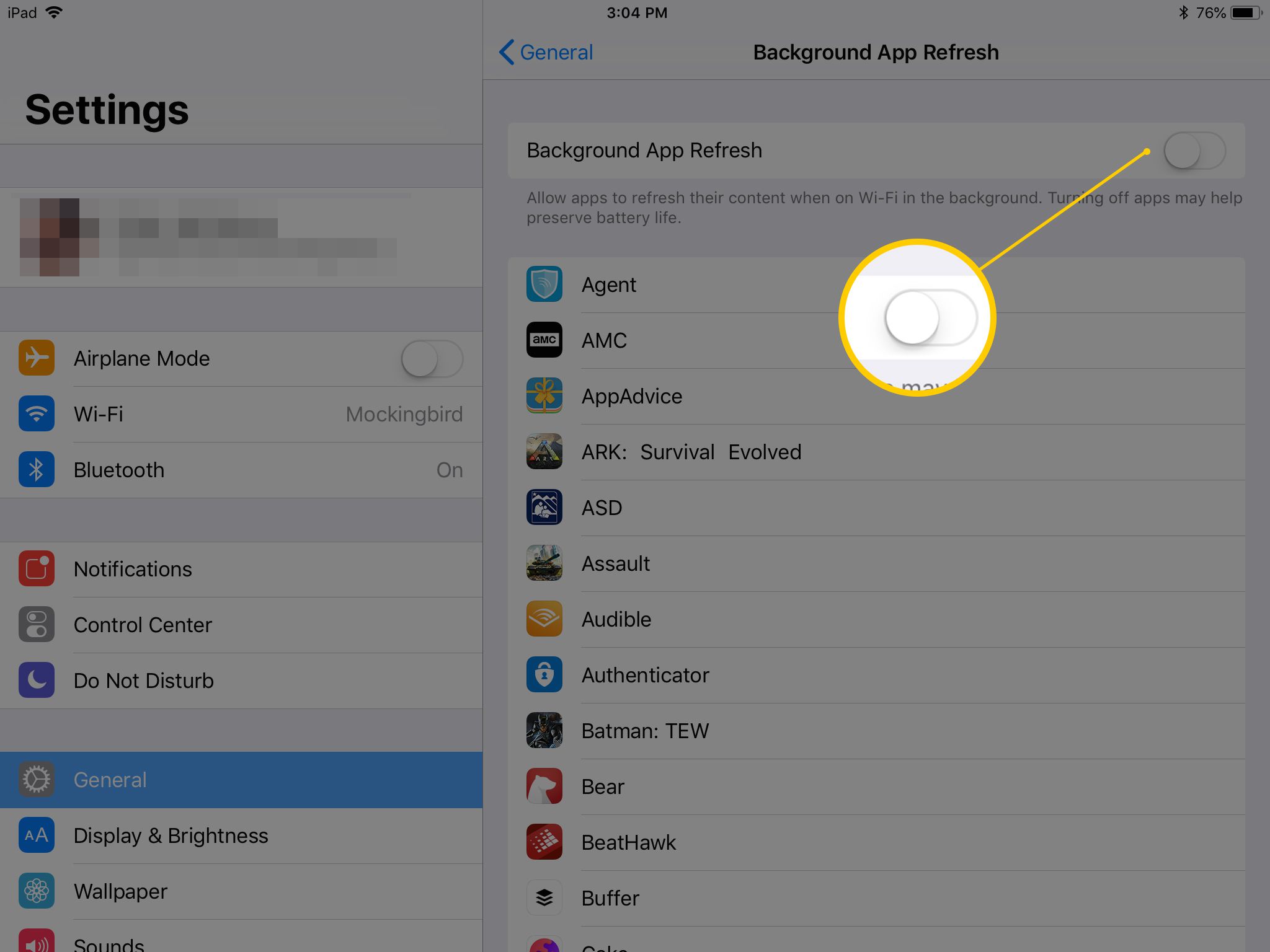 Achtergrond App Vernieuwen instellingenscherm op iPad