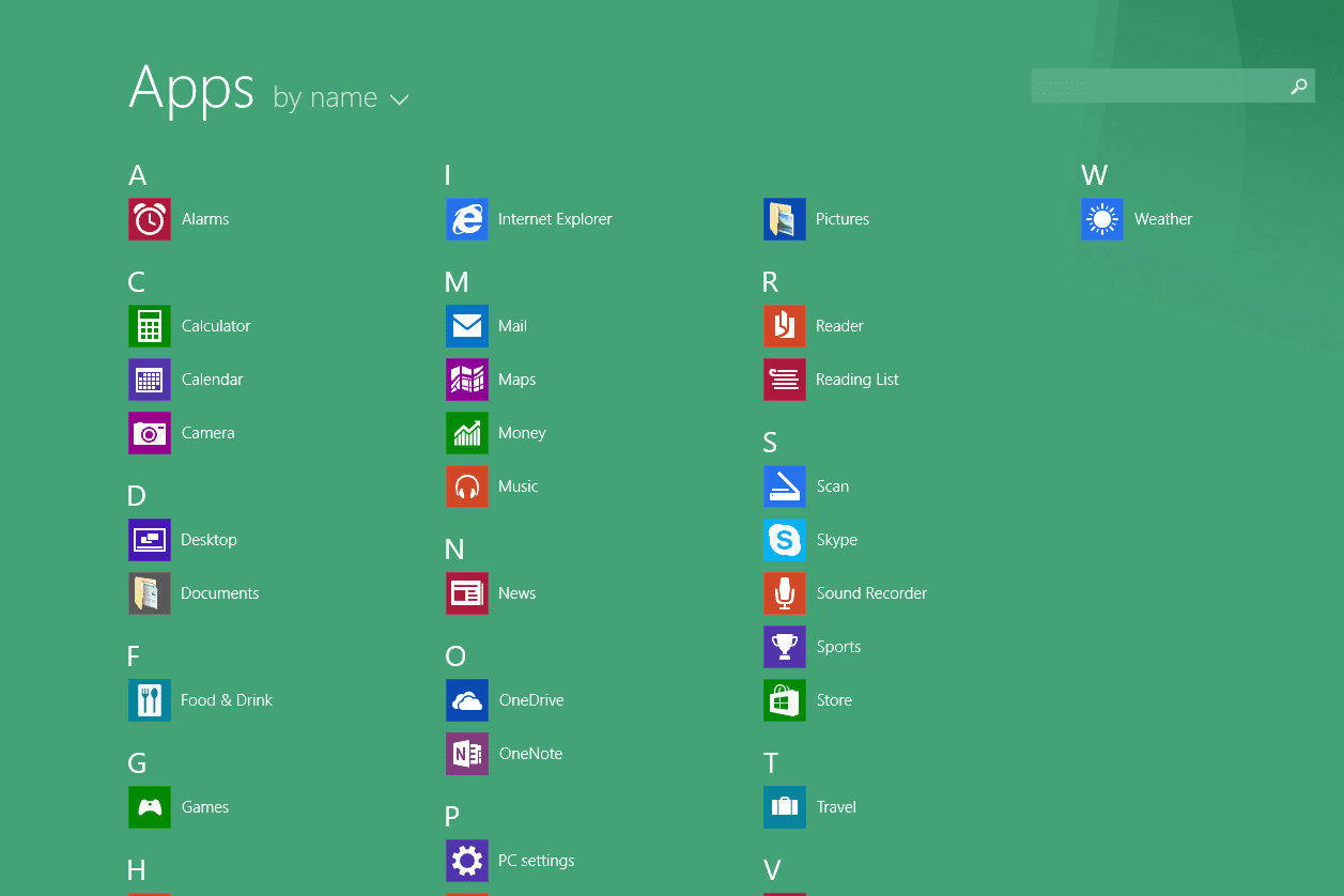 Windows 8 Apps-scherm