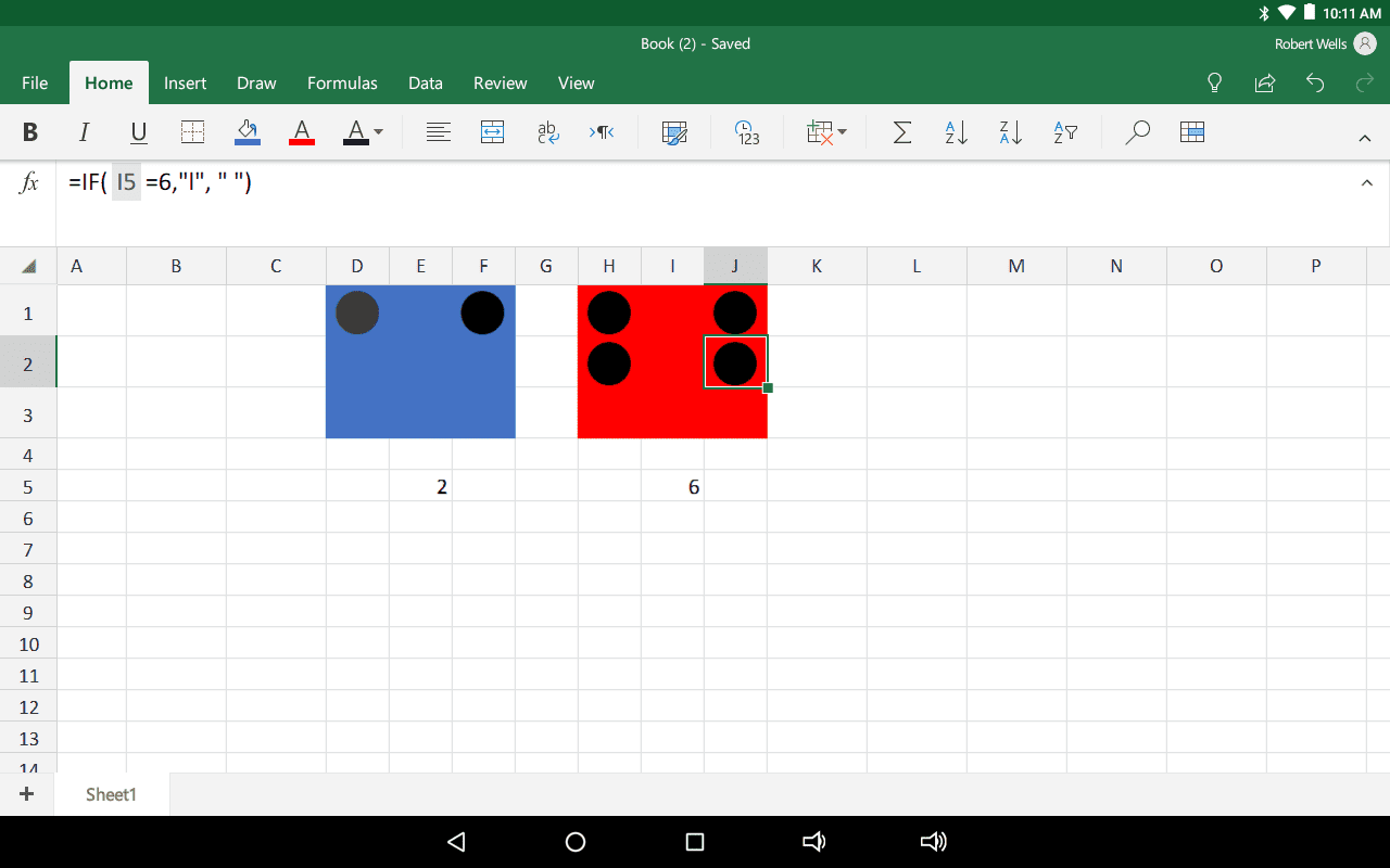 Excel's formule voor het maken van rollende dobbelstenen.