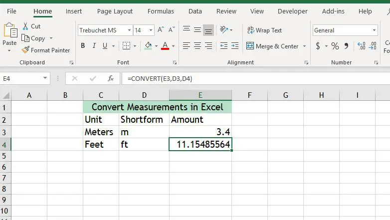Omzetten metingen in Excel