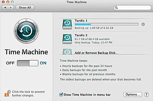 Gebruik twee of meer back-upschijven met Time Machine