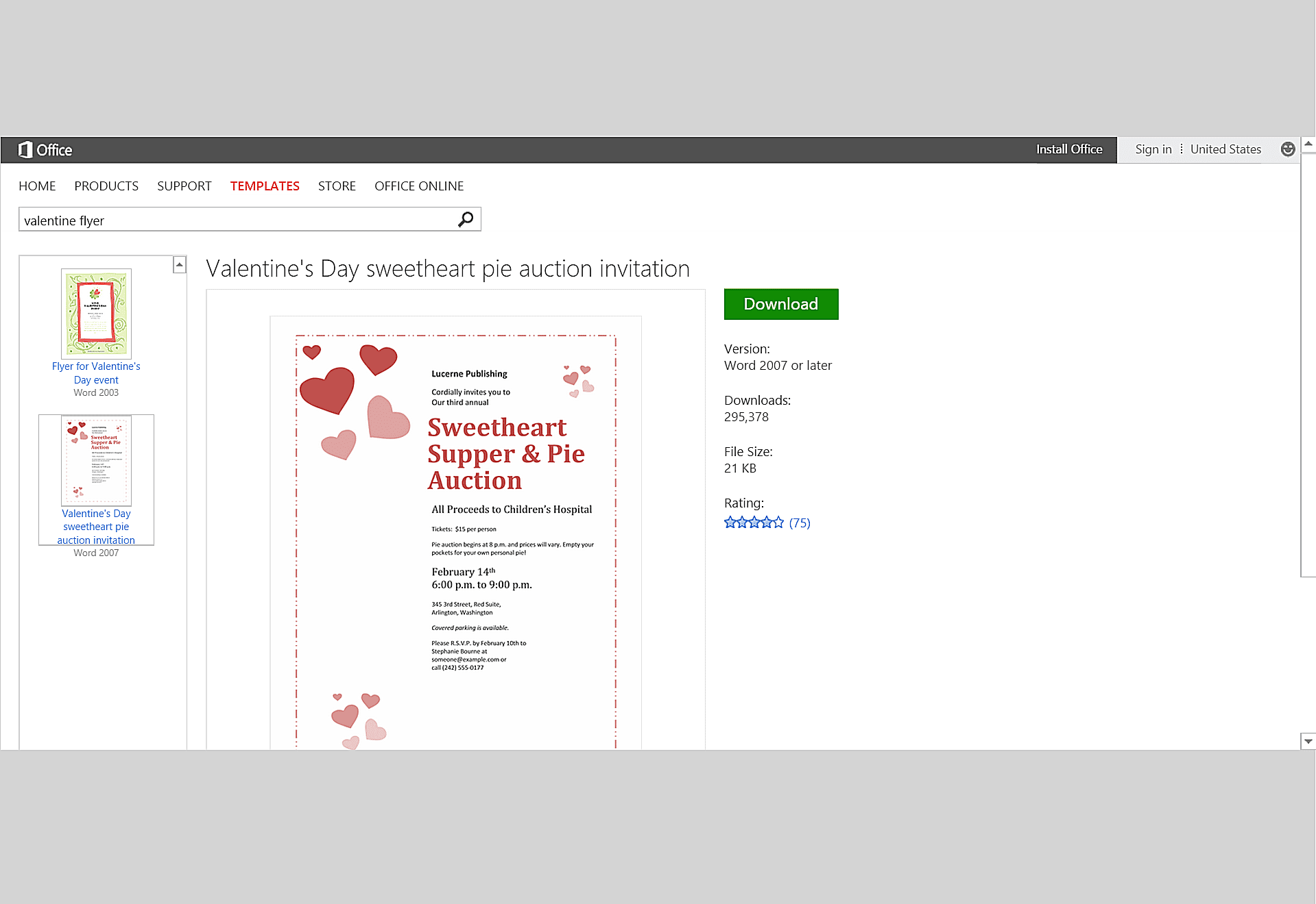 Flyersjabloon voor Valentijnsharten voor Microsoft Word