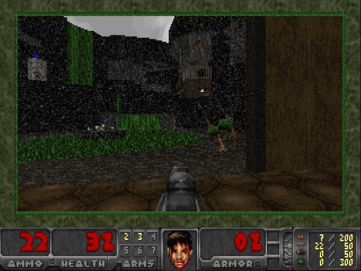 Een screenshot van het spelen van originele Doom met Chocolate Doom.