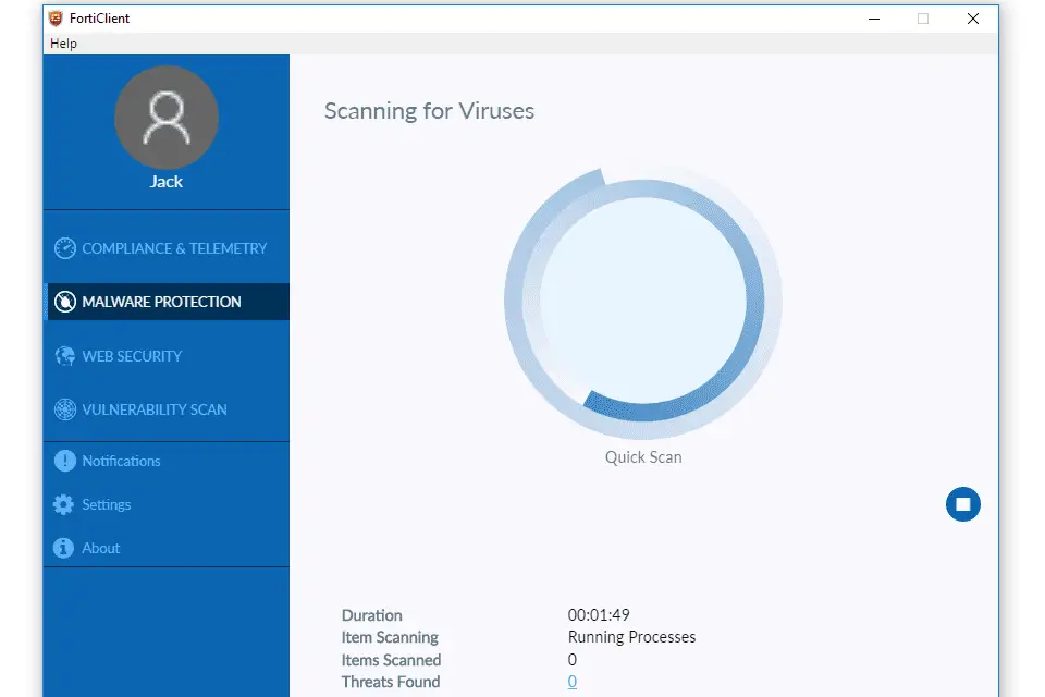 FortiClient-virusscan in Windows 10