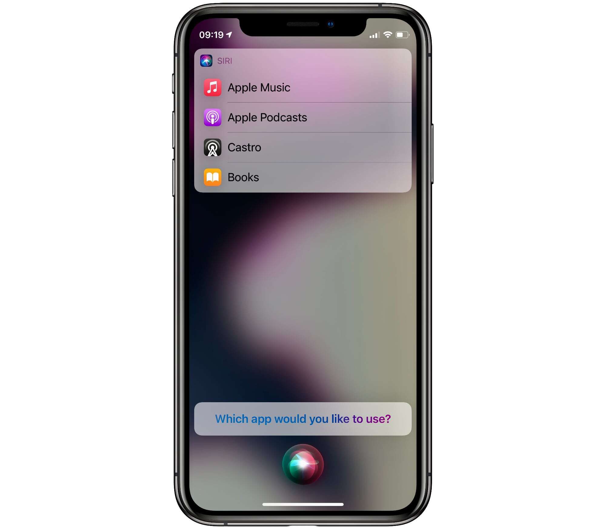 iPhone met Siri's verschillende muziek- en podcast-audio-app-opties