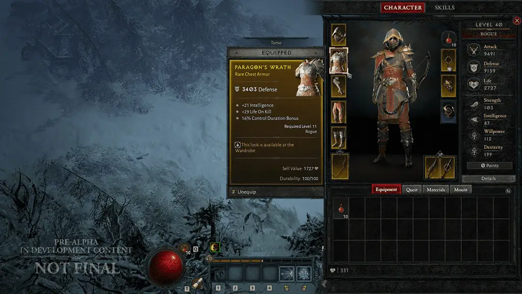 Diablo IV karakter inventaris scherm