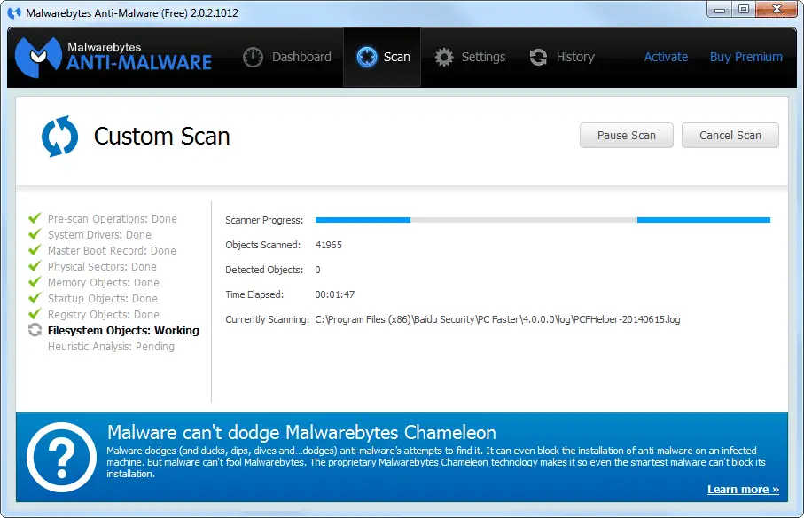 Een malwarebytes anti-malware scan