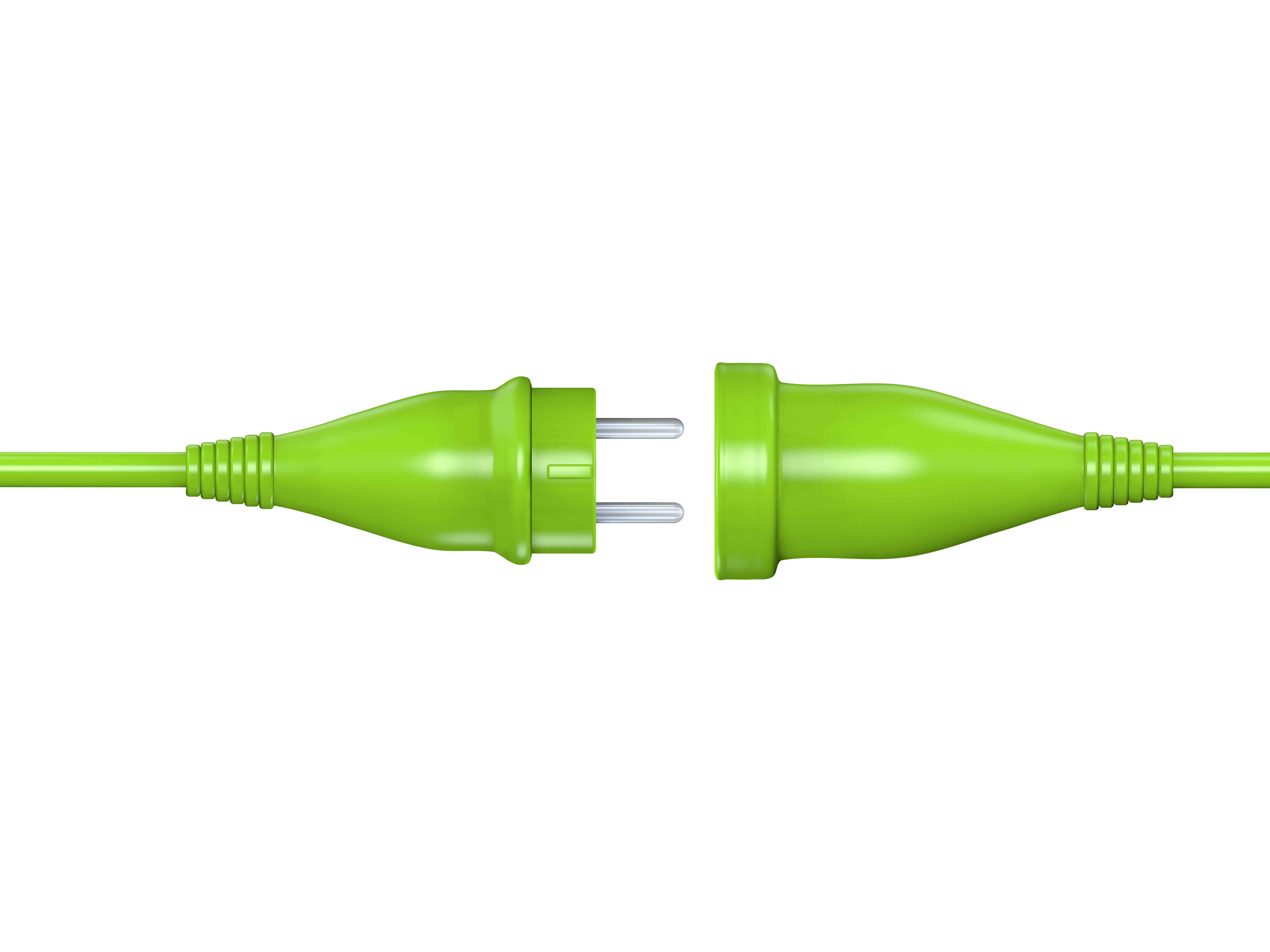 Groene elektrische stekker en kabel