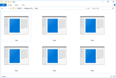 Screenshot van verschillende EXE-bestanden in Windows 10