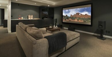 movie playing on projection screen in home theater 915093896 5bdb7eb0c9e77c0026d2970f