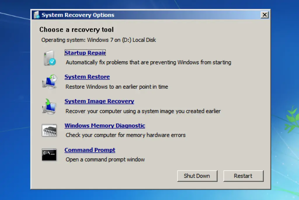 system recovery options windows 7 5c408922c9e77c0001dd4d40