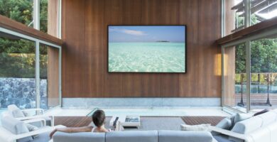 woman watching large flat screen tv in modern living room 177244225 5afd0ac16bf069003640e50e