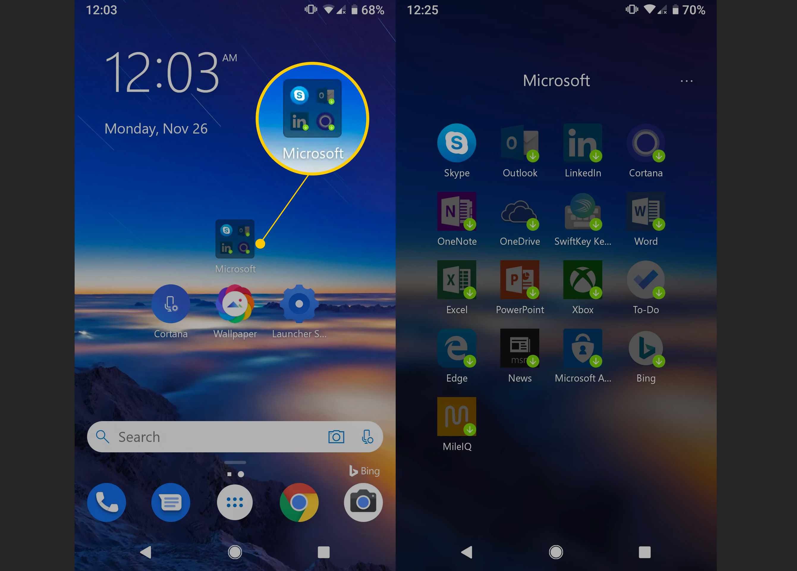 Microsoft-mappictogram op Android