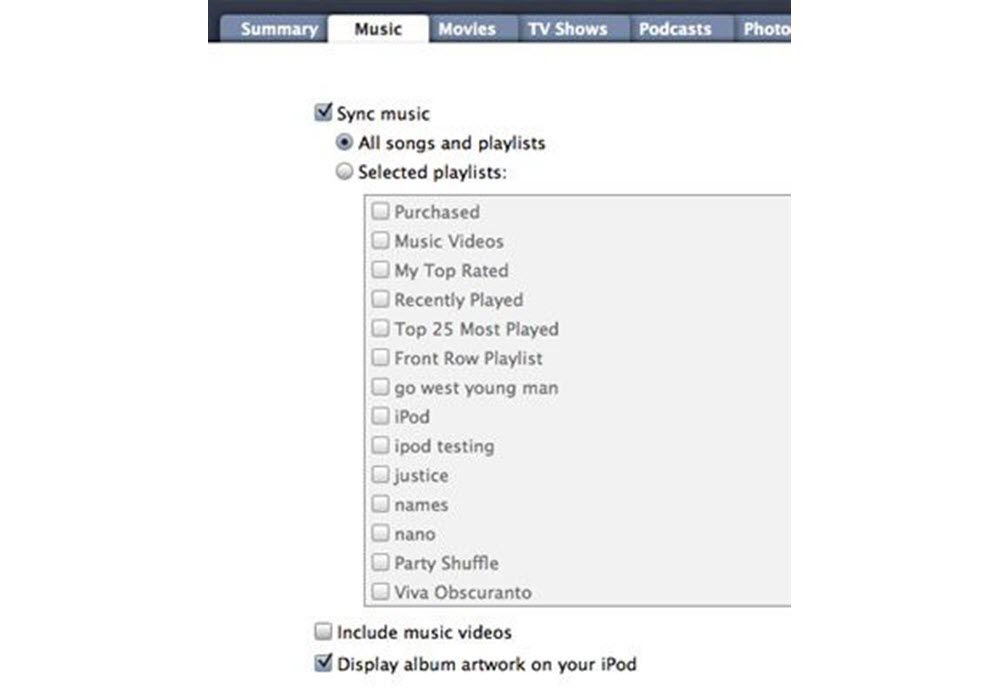 Screenshot met specifieke stappen om albumhoezen toe te voegen op sommige oudere iPods