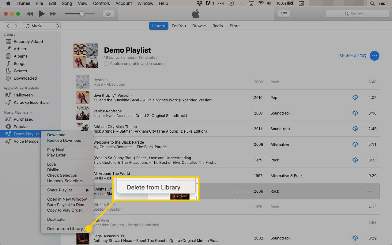 Een iTunes-afspeellijst verwijderen