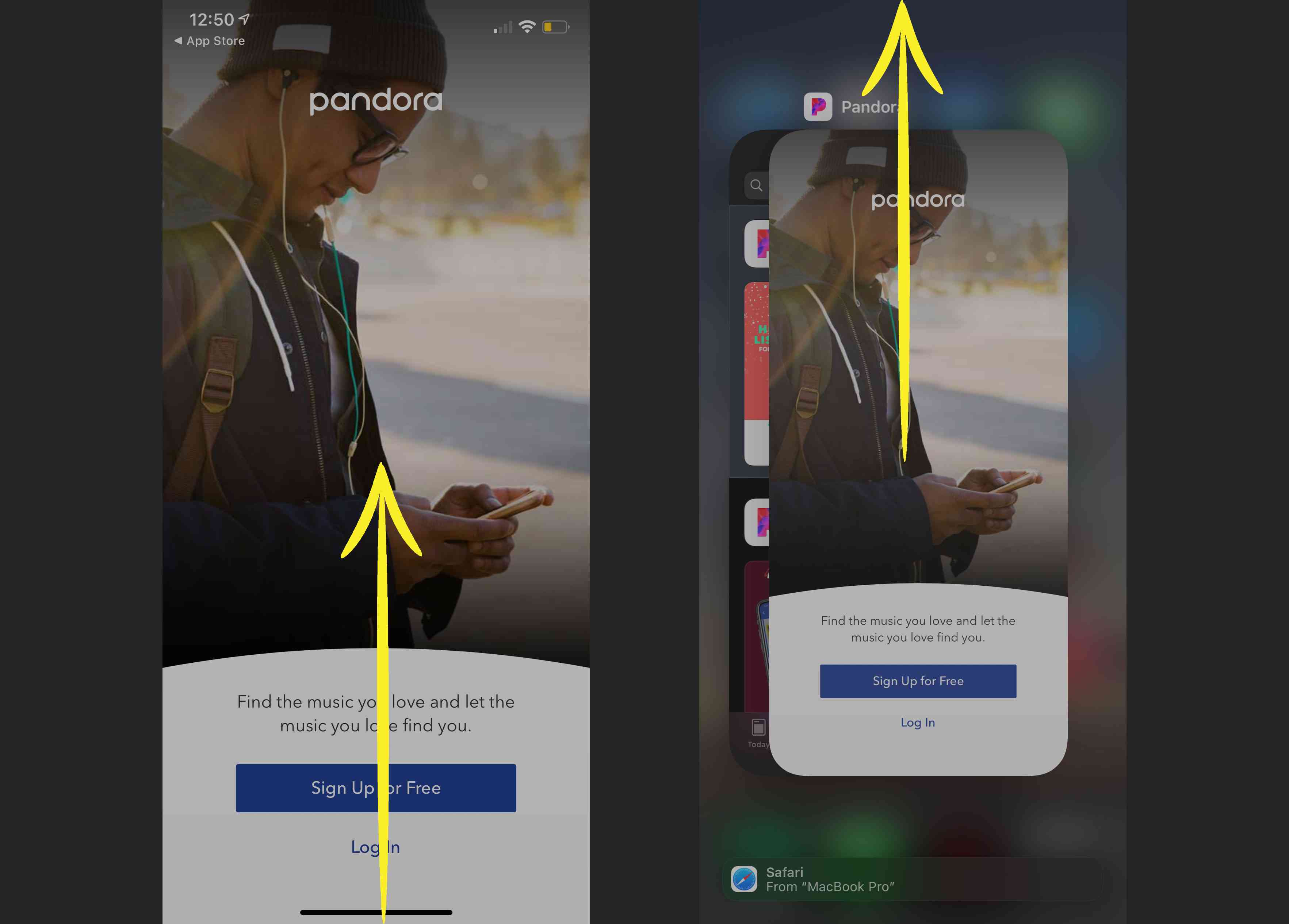 Pandora sluiten vanuit de app-switcher in iOS