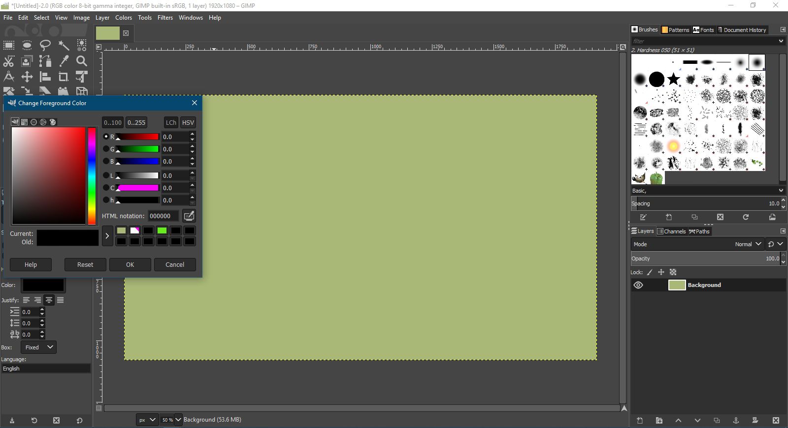 De voorgrondkleur wijzigen in GIMP.