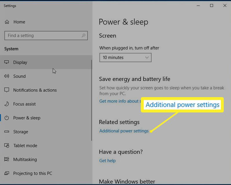 Windows 10 Extra energie-instellingen