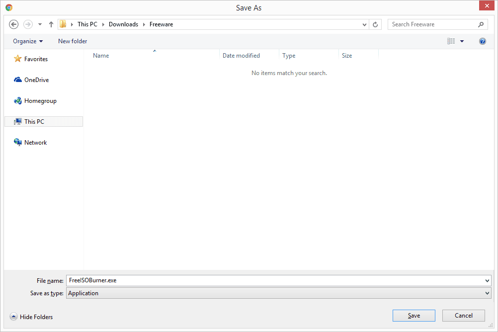 Screenshot met gratis ISO Burner downloaden via Chrome in Windows 10