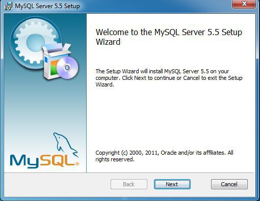 Installatiescherm voor MySQL-installatie