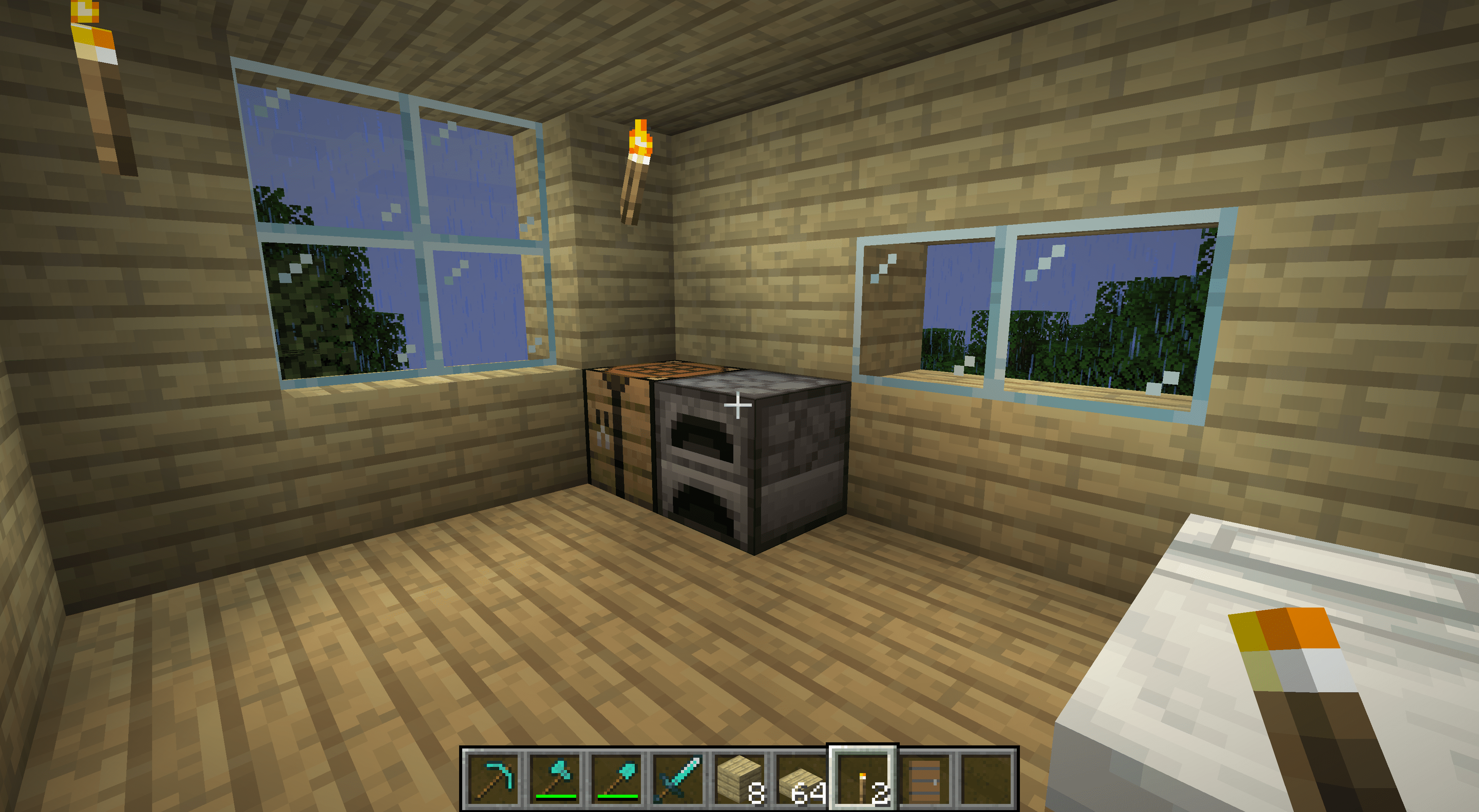 Een klein functioneel huis in Minecraft.