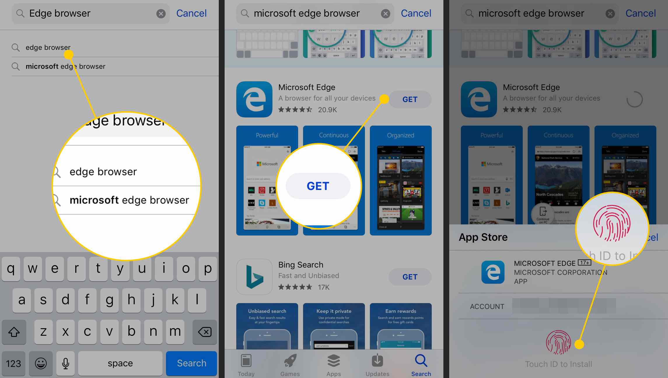 Microsoft Edge installeren vanuit de iOS App Store