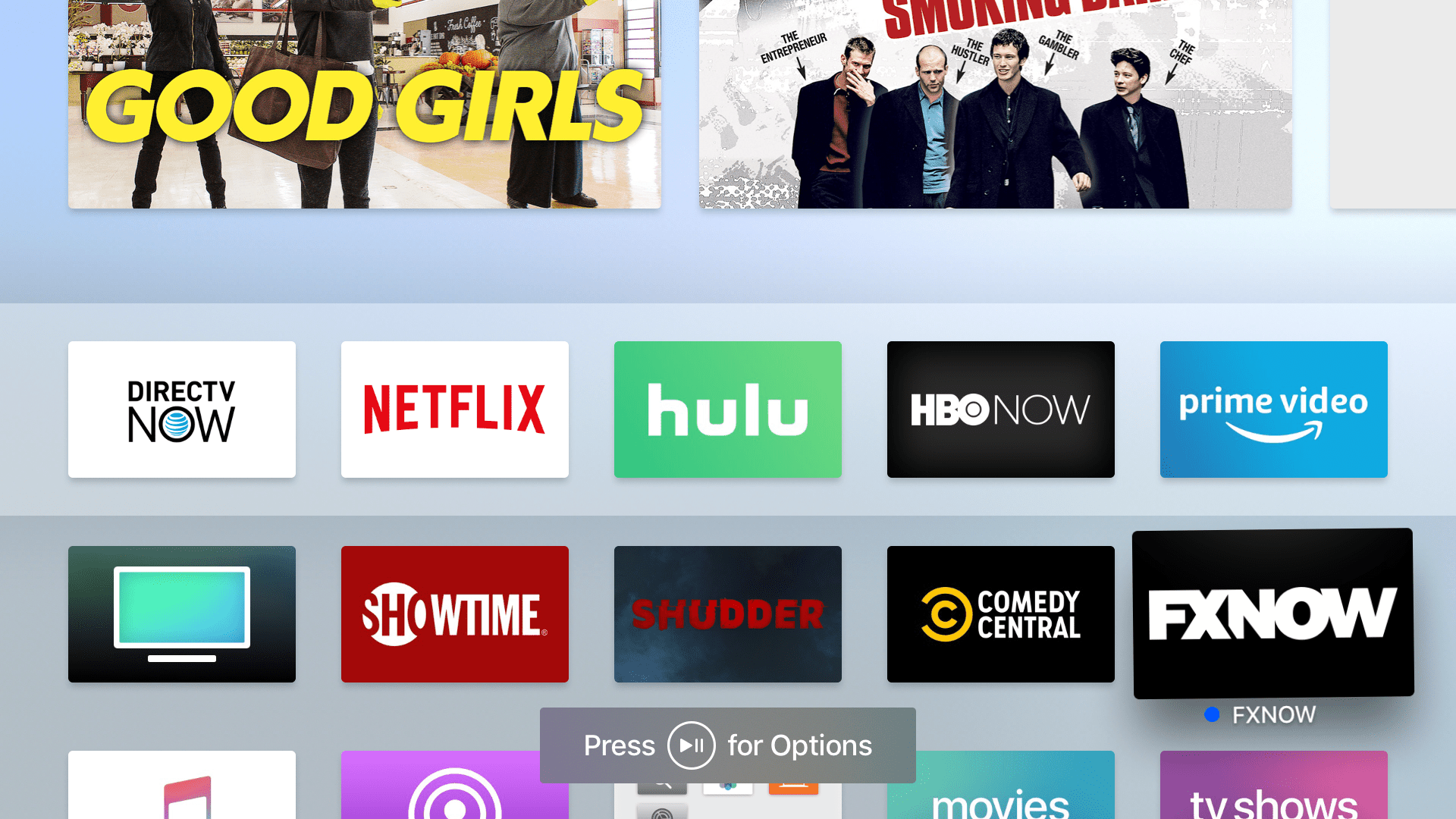 Apple TV-home met app geselecteerd