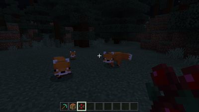 Een vossenfamilie in Minecraft