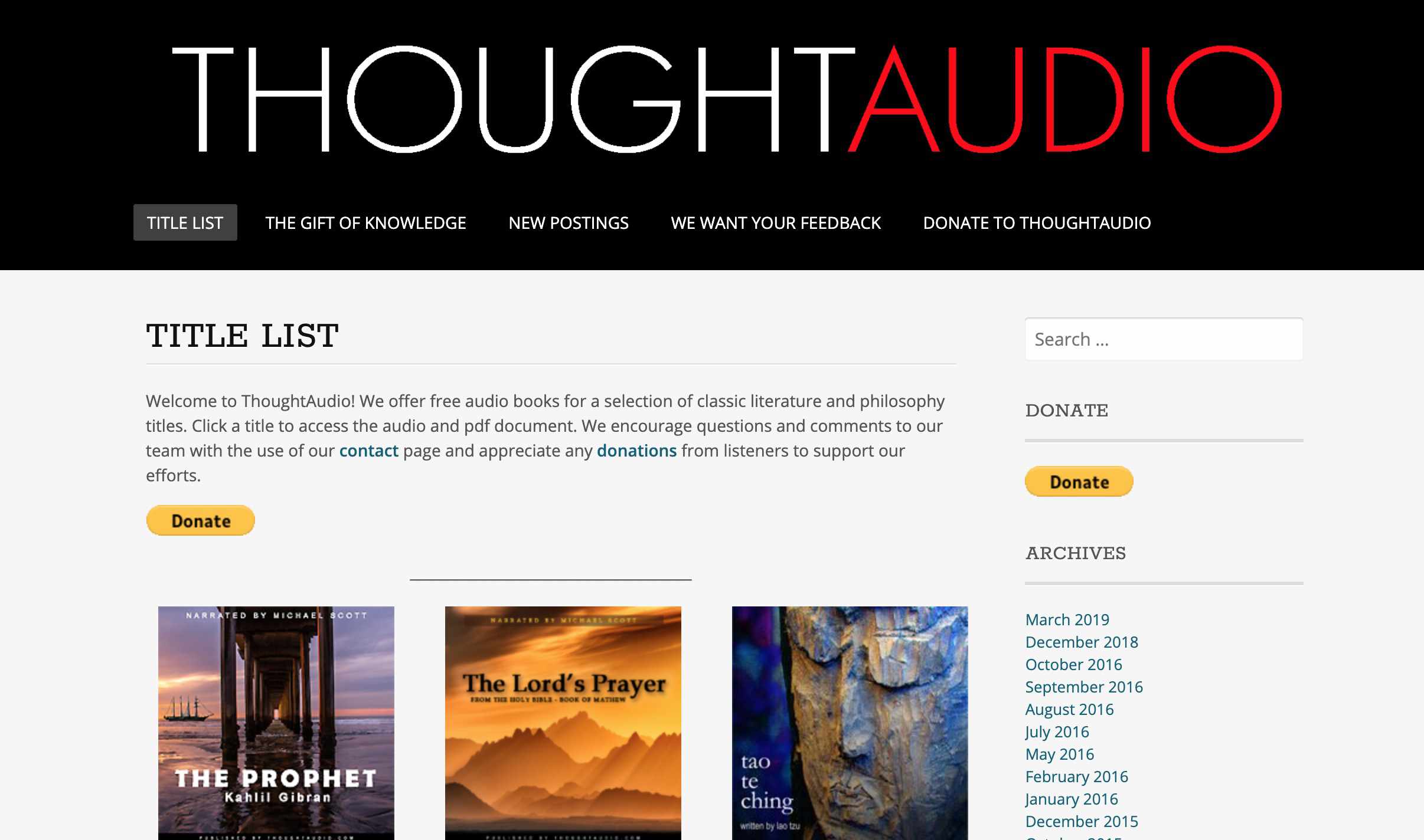 Thought Audio-website