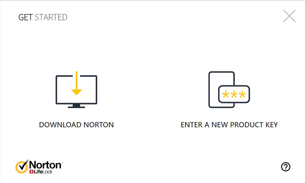 Een screenshot van de Norton-downloadpagina