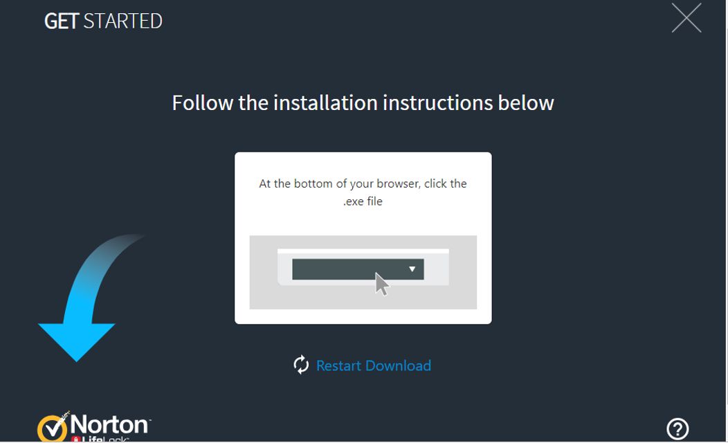 Een screenshot van het downloadscherm van Norton-bestanden op Windows 10