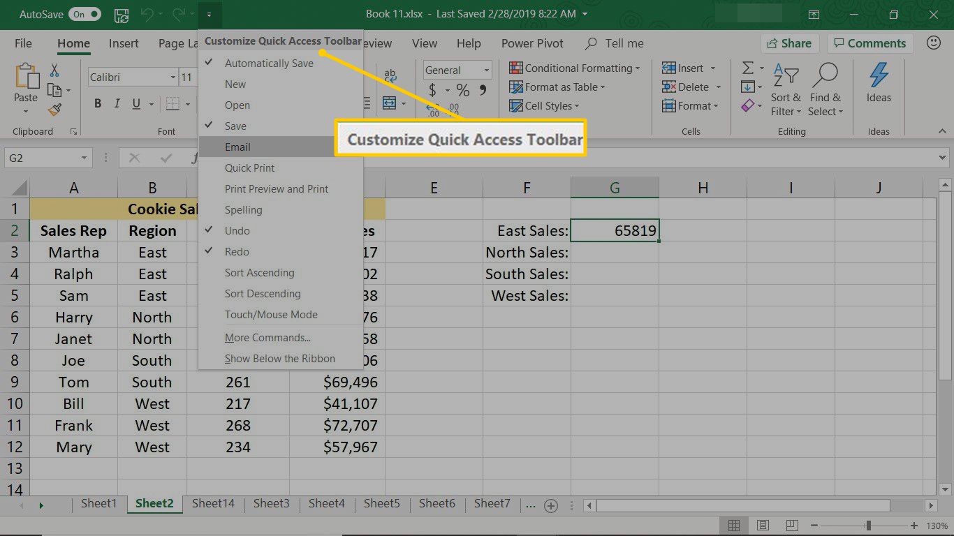 Werkbalk Snelle toegang aanpassen in Excel