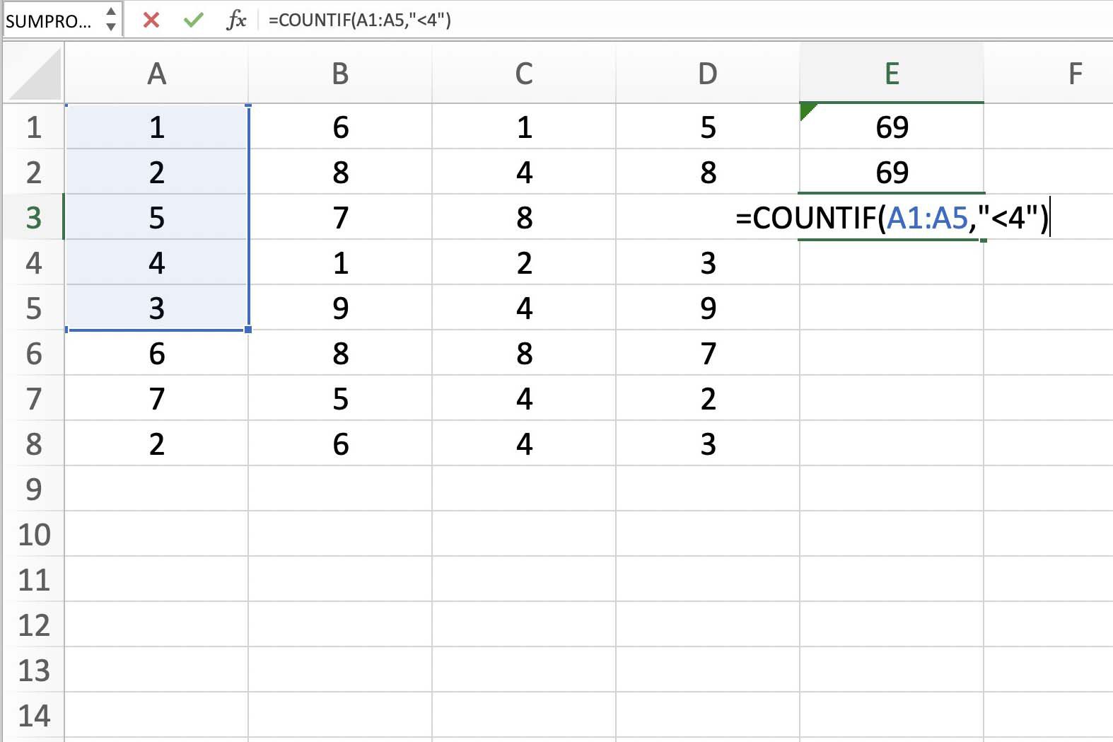 Screenshot van Excel met een bereik